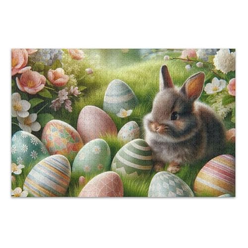 Puzzle "Happy Easter Day", pädagogisches und lernendes Puzzle, lustige Familienaktivität, fertige Größe 74,9 x 50 cm von ODAWA