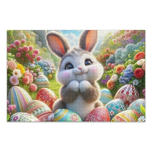 Puzzle mit 1000 Teilen, niedliches Osterhasen, farbige Eier, Puzzle-Spiel für Zuhause, Wandkunst, Spaß, Familienaktivität von ODAWA