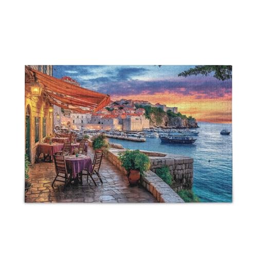 Puzzle mit Meerterrasse, Orange, 500 Teile, Puzzle-Spiel, Wandkunst, Spaß, Familienaktivität von ODAWA