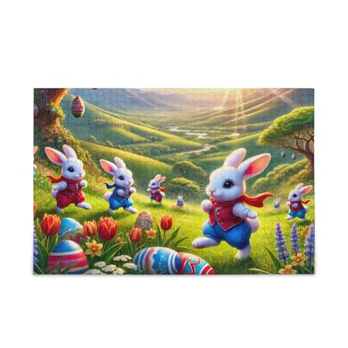 Puzzle mit Osterhasen, bunte Eier, Puzzle-Spiel, Wandkunst, Spaß, Familienaktivität, 1000 Teile von ODAWA