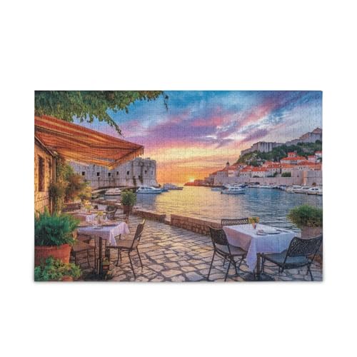 Puzzle mit Sonnenuntergang am Meer, Orange, 500 Teile, Puzzle-Spiel, Wandkunst, Spaß, Familienaktivität von ODAWA