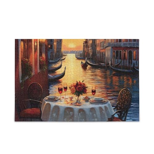 Romantische Venedig Gelbe Puzzles 500 Teile Puzzle DIY Geschenk Jigsaw Puzzles mit Mesh-Aufbewahrungstasche für Erwachsene Familien von ODAWA