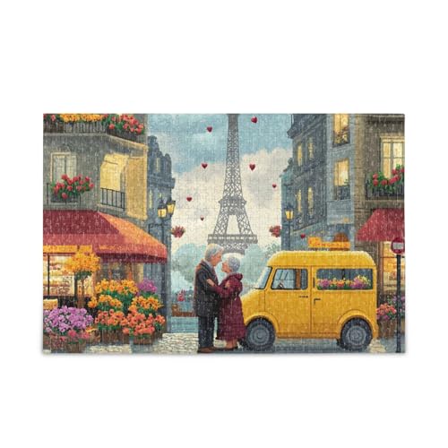 Romantisches Paris, blaues Puzzle, 500 Teile, Puzzle-Spiel, Zuhause, Wandkunst, lustiges Puzzle für Erwachsene von ODAWA