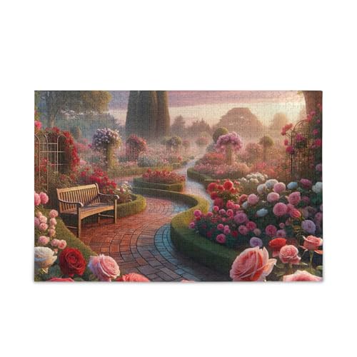 Rosengarten-Puzzle, stabile 2-mm-Puzzleteile, lustige Familienaktivitäten, fertige Größe 74,9 x 50 cm von ODAWA