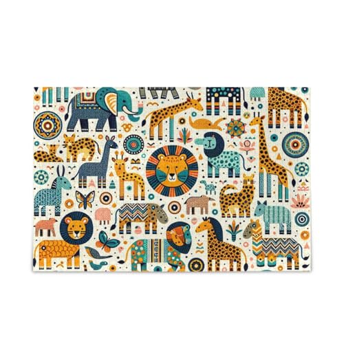 Safari Tier Collage Weiß Puzzles 500 Teile Puzzle DIY Geschenk Jigsaw Puzzles mit Mesh Aufbewahrungstasche für Erwachsene Familien von ODAWA