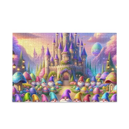 Schloss Zwerge Puzzle 500 Teile Puzzle DIY Geschenk Jigsaw Puzzles mit Mesh Aufbewahrungstasche Lustiges Puzzle für Erwachsene von ODAWA