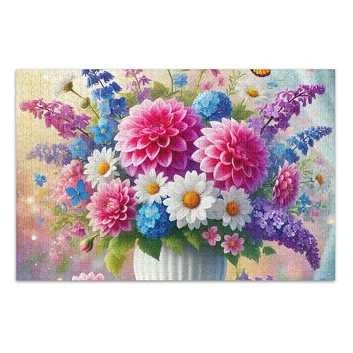 Schmetterling Blumen Blumenstrauß Puzzles 500 Teile Puzzle DIY Geschenk Jigsaw Puzzles mit Mesh Aufbewahrungstasche für Erwachsene Familien von ODAWA