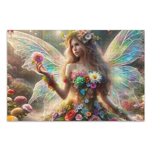 Schmetterling Blumen Frauen Puzzle 500 Teile Puzzle Puzzle Spiel Home Wall Artwork Lustiges Puzzle für Erwachsene von ODAWA