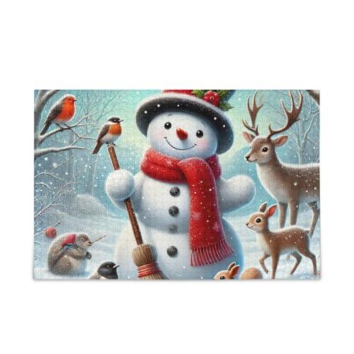 Schneemann und Tiere, Puzzle-Spiel für Erwachsene, Teenager, fertige Größe 74,9 x 50 cm von ODAWA