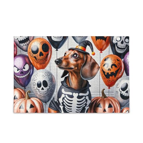 Skelett Hund Luftballons Orange Puzzle Puzzle Spaß Familie Aktivität, Fertige Größe 74,9 x 50 cm von ODAWA