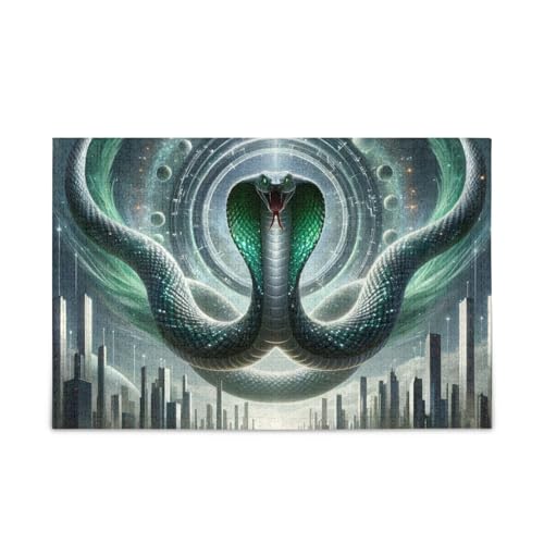 Snake Cityscape Puzzle 500 Teile Puzzle Stabile 2mm Puzzleteile Lustiges Puzzle für Erwachsene von ODAWA