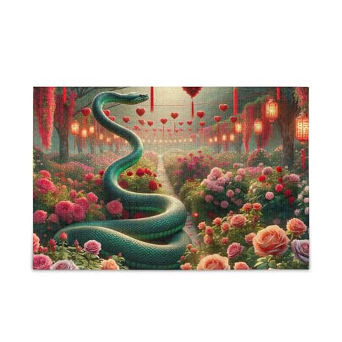 Snake Rose Lanterns Red Puzzles 500 Teile Puzzle Jigsaw Puzzles Lustiges Puzzle für Erwachsene von ODAWA