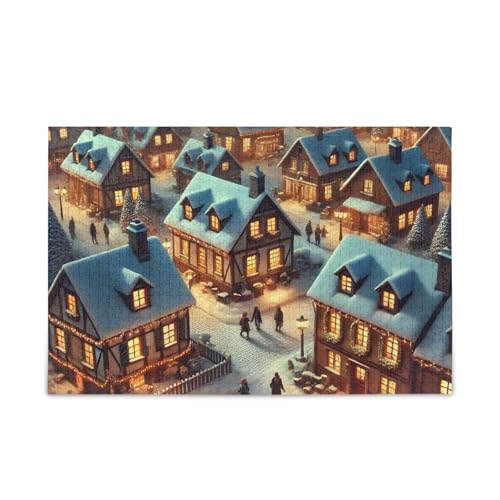 Snowy Village Winternacht Puzzles 500 Teile Puzzle Spiel Home Wall Artwork Fun Family Activity von ODAWA