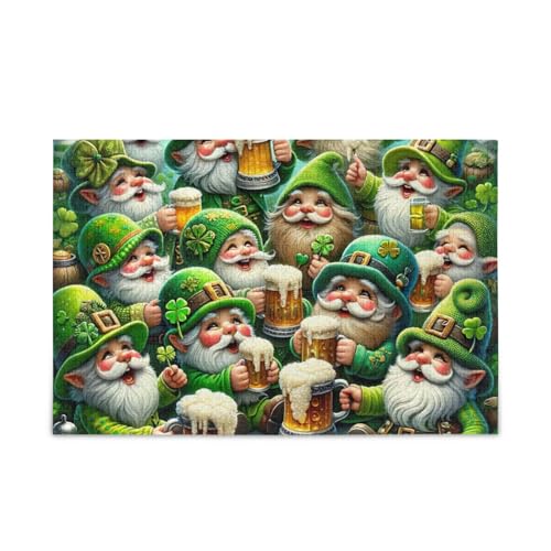 St Patrick's Day Gnomes Green Puzzles 500 Teile Puzzle Herausforderndes Puzzlespiel für Erwachsene, Familien von ODAWA