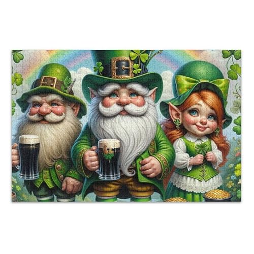 St. Patrick's Day Rainbow Green Jigsaw Puzzle Educational and Learning Jigsaw Puzzle Challenge Puzzle for Adult, Finished Size 74.9 cm x 50.0 cm von ODAWA