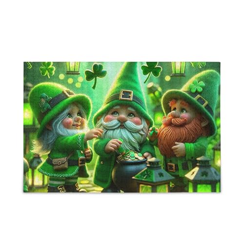 St. Patrick's Gnomes Puzzle 500 Teile Puzzle Puzzle Spiel Home Wall Artwork Challenge Puzzle für Erwachsene von ODAWA