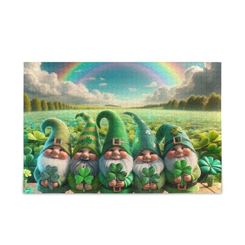 St. Patrick's Zwerge Kleeblatt Puzzle 500 Teile Puzzle DIY Geschenk Puzzle mit Netz-Aufbewahrungstasche Spaß Familie Aktivität von ODAWA