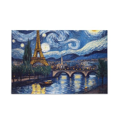 Starry Paris Blue Puzzles 500 Teile Puzzle Herausforderndes Puzzlespiel Lustiges Puzzle für Erwachsene von ODAWA