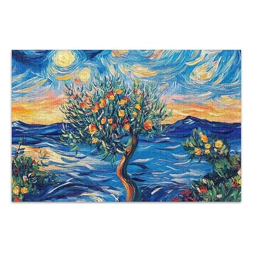 Sternenbaum Blau Jigsaw Puzzle 500 Teile Puzzle Herausfordernde Puzzles Spiel für Erwachsene Familien von ODAWA