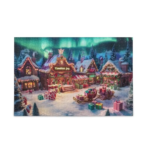 Timeless Joy Holiday Village Puzzle 500 Teile Puzzle Puzzle Spiel Home Wall Artwork Lustiges Puzzle für Erwachsene von ODAWA