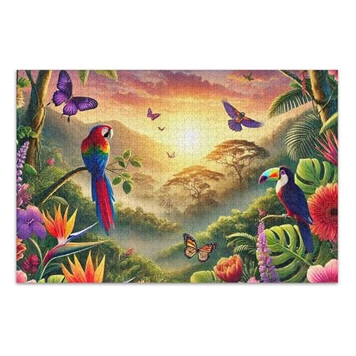 Tropical Birds Green Jigsaw Puzzle 500 Teile Puzzle Puzzle Spiel Home Wall Artwork Lustiges Puzzle für Erwachsene Erwachsene von ODAWA