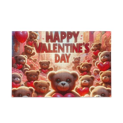 Valentine Bears Group Rotes Puzzle, 500 Teile, stabiles 2 mm Puzzleteile, lustige Familienaktivität von ODAWA