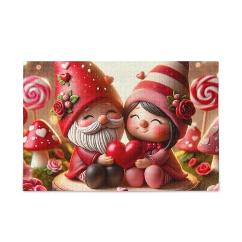 Valentine Gnomes Red Puzzle 500 Teile Puzzle Puzzle Spiel Home Wall Artwork Lustiges Puzzle für Erwachsene von ODAWA