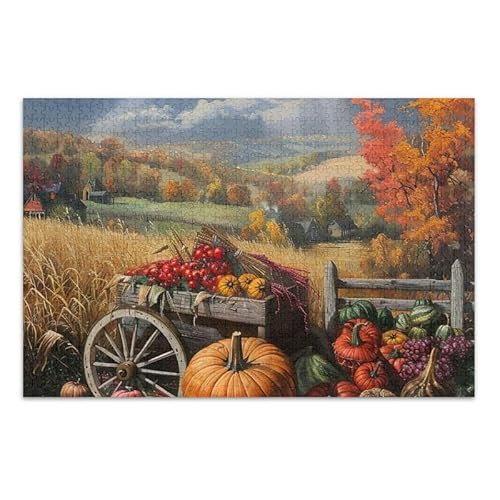 Vintage Harvest Orange Puzzle Spiel Home Wall Artwork Fun Family Activity, Fertige Größe 74,9 x 50 cm von ODAWA