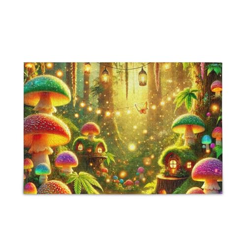 Waldlaternen Gold Puzzles 500 Teile Puzzle DIY Geschenk Jigsaw Puzzles mit Mesh Aufbewahrungstasche Lustiges Puzzle für Erwachsene von ODAWA