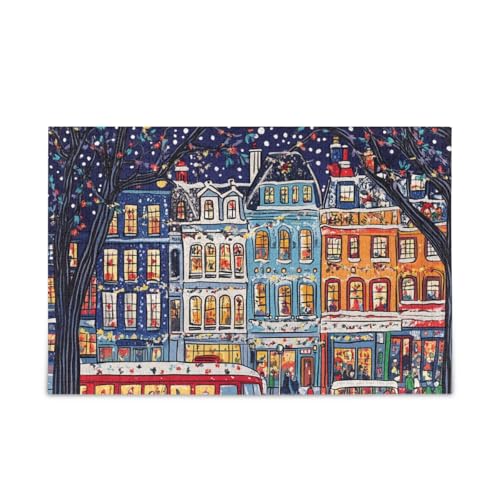 Weihnachten Stadtbild Nacht Puzzles 500 Teile Puzzle Puzzle Spiel Home Wall Artwork Lustiges Puzzle für Erwachsene von ODAWA