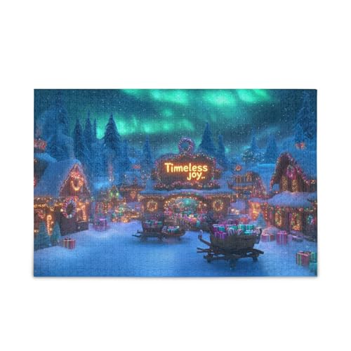 Weihnachtsdorf Nordlichter Puzzle 500 Teile Puzzle Puzzle Spiel Home Wall Artwork für Erwachsene Familien von ODAWA