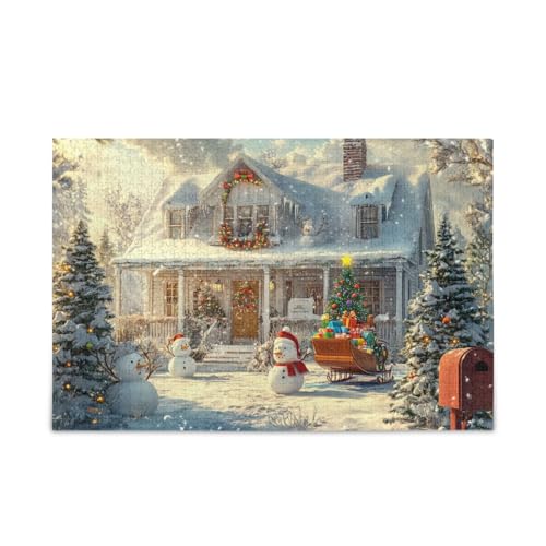 Weihnachtshausdekorationen Puzzles 500 Teile Puzzle Puzzle Spiel Home Wall Artwork Spaß Familie Aktivität von ODAWA