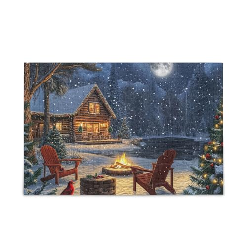 Weihnachtsnacht, verschneite Szenen-Puzzle, 500 Teile, stabiles 2 mm Puzzleteile, lustiges Puzzle für Erwachsene und Kinder von ODAWA