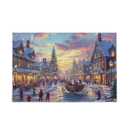 Weihnachtsszene, Stadtplatz-Puzzle, 500 Teile, Puzzle, Spaß, Familienaktivität von ODAWA