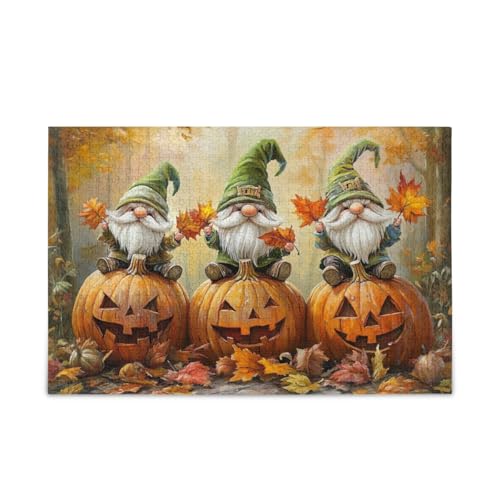 Wichtel Kürbisse Herbst Orange Puzzle Spiel Home Wall Artwork Herausforderung Puzzle für Erwachsene, Fertige Größe 74.9 cmx 50.0 cm von ODAWA