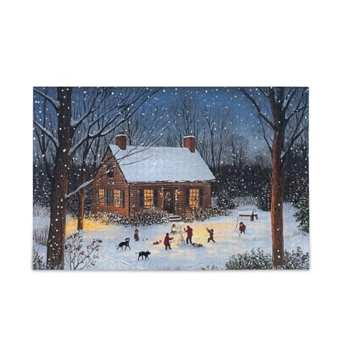 Winter Cabin Twinkling Lights Playing Puzzles Challenging Puzzle Game Challenge Puzzle for Adult, Finished Size 74.9 cm x 50.0 cm von ODAWA