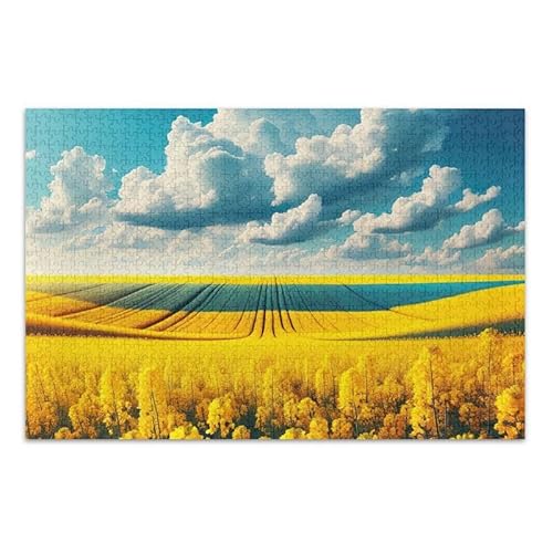 Wolkige Sonnenblumen Puzzle 500 Teile Puzzle Pädagogisches und Lernpuzzle Lustiges Puzzle für Erwachsene von ODAWA