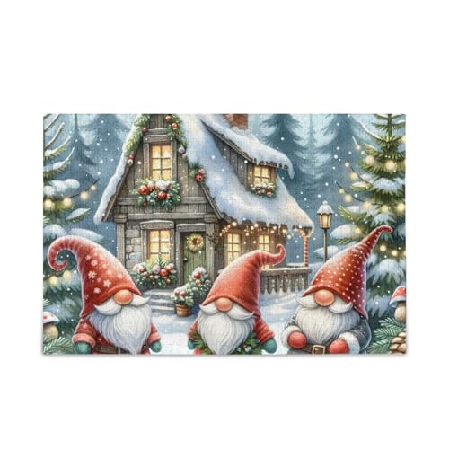 Zwerge Winterwunderland-Puzzle, stabile 2 mm Puzzleteile, lustige Familienaktivität, fertige Größe 74,9 x 50 cm von ODAWA