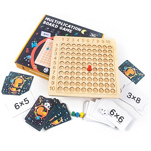 ODIWEN Multiplikationstafel Holz Multiplikationsbrett, 1x1Brettspiel Mathe Lernen für Grundschüler, Montessori Multiplikation Lernen, Multiplikationsspiel, Hölzerne Multiplikation von ODIWEN