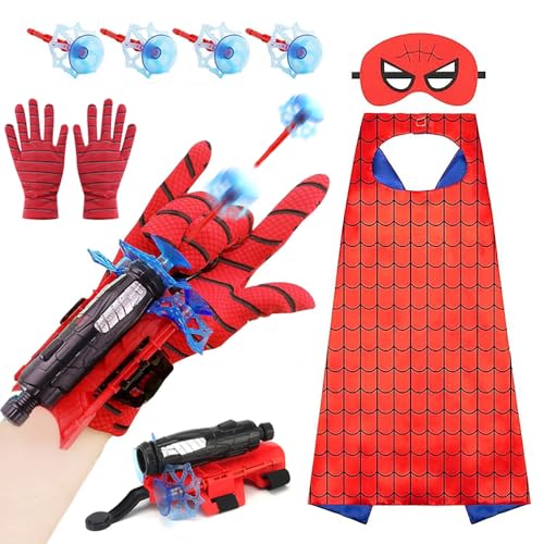 ODIWEN Super Spider Launcher, Launcher Spielzeug, Superhelden Kostüm, Superhelden Umhänge und Masken, Handgelenk Spielzeug Set,Kids Spider Hero,Spider Launcher Handschuhe,Spiderman Spielzeug Handschuh von ODIWEN