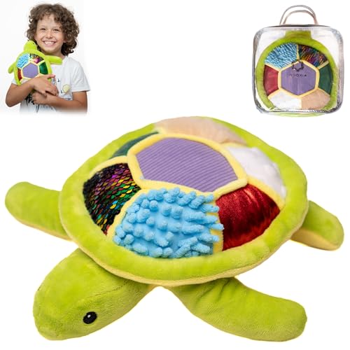 ODOXIA Sensorik Spielzeug als Schildkröte Kuscheltier | Sensorik Spielzeug Baby Geschenk 1 Jahr | Plüschtier für Kinder - Baby Sensorik Spielzeug ab 1 Jahr Sensory Plush Turtle von ODOXIA