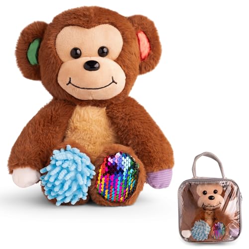 ODOXIA Sinnesplüsch AFFE | Tierisches Sensorisches Spielzeug für Kleinkinder 1-3 besondere Bedürfnisse | Autismus Plüsch für Kinder | Sensorisches Plüschtier Sensory Plush Monkey von ODOXIA