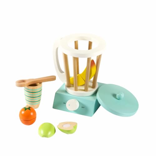 ODS - Maisonelle Nature, Mein erster Mixer, Spielzeug für Kinder aus Holz, Becher, Löffel und Obst mit Klettverschluss, 13,5 x 13 x 21 cm, Altersempfehlung + 3 Jahre von ODS