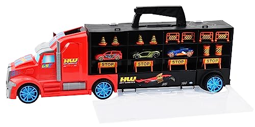 ODS 42034 Hot Wheels Transporter 50, Autotransporterkoffer mit 4 Originalautos von ODS