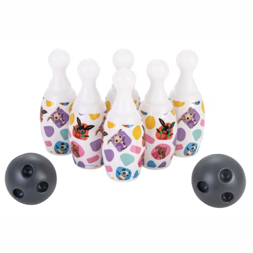 ODS - Bing, Bowling-Set für Kinder, Set mit 6 Kegeln und 2 Kugeln mit Kugelhalter, Höhe 20 cm, Altersempfehlung +10 Monate von ODS