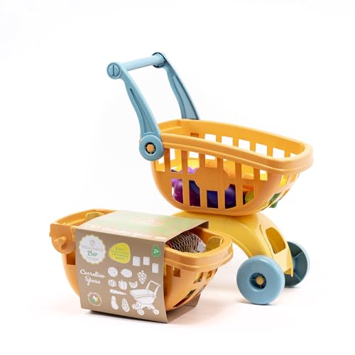 ODS - Bio-Maisonelle, Einkaufswagen für Kinder, mit Obst, Gemüse und Schachteln, nachhaltig aus Biokunststoff, 31 x 19 x 17 cm, Altersempfehlung + 2 Jahre von ODS