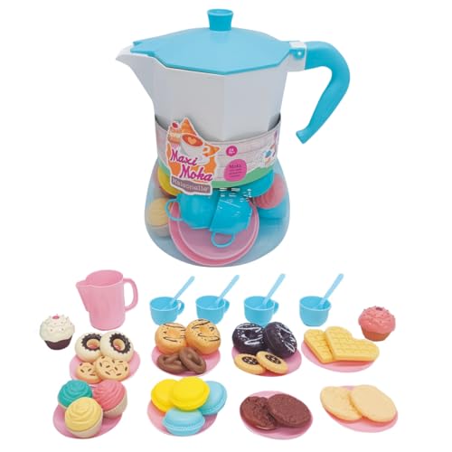 ODS - Maisonelle, Maxi Moka mit Zubehör für Kaffeepause, Produktmaße 27 x 15,4 cm. Spielzeug für Kinder, Altersempfehlung +3 von ODS