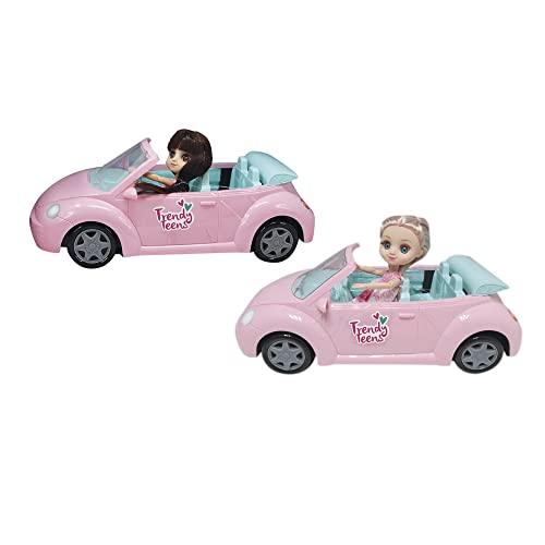 ODS - Trendy Teens, Puppe mit Mini-Auto Cabrio, Fashion Puppe beweglich H 16 cm, rosa Auto, 21 x 8,5 x 8 cm, Altersempfehlung +3 Jahre von ODS