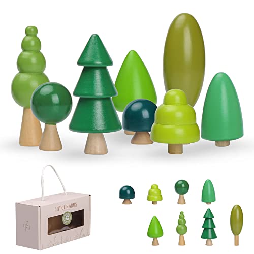 OESSUF 8er-Pack Baum Spielzeug aus Holz für Kinder, Verschiedene Größen Bäume Wald Rustikal Deko für Wohnkultur und kinderzimmer, Montessori Spielzeug für Jungen und Mädchen von OESSUF