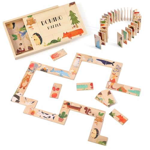 OESSUF 28pc Kinder hölzerne Tier Puzzle Stacking Blocks Domino Set mit Aufbewahrungsbox Montessori Spielzeug für 3+ Jahre pädagogische Puzzle Spiel Kinder Geburtstag Geschenk OESSUF 28pc Kinder hölzerne Tier Puzzle Stacking Blocks Domino Set mit Aufbewahrungsbox Montessori Spielzeug für 3+ Jahre pädagogische Puzzle Spiel Kinder Geburtstag Geschenk von OESSUF